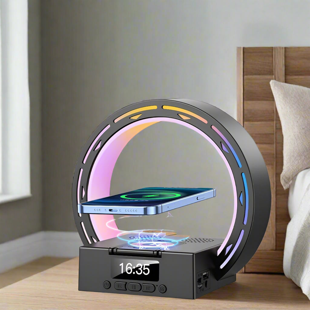 Wireless Speaker Lamp with USB Charger and Clock - Befez