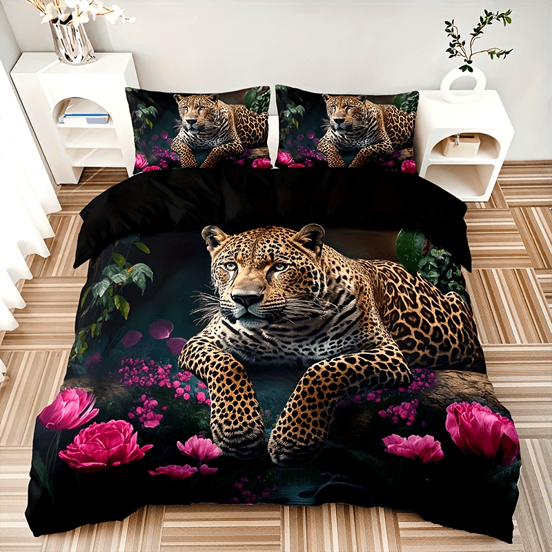 Vibrant Floral Animal Print Bedding Set