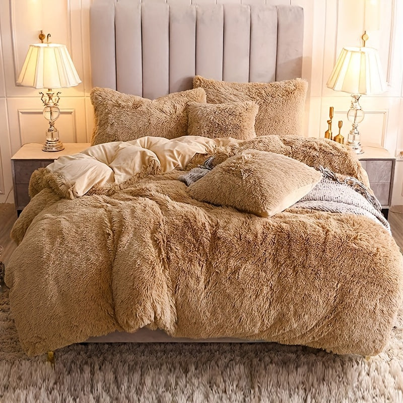 Cozy Soft Plush Duvet Cover Set with Zipper