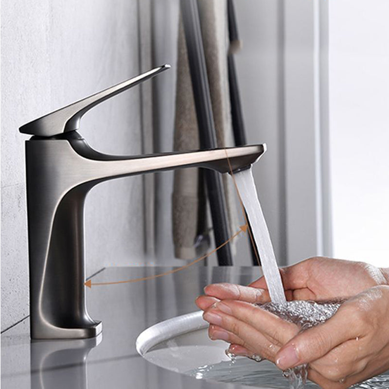 Contemporary Copper Bathroom Sink Faucet with Lever Handle