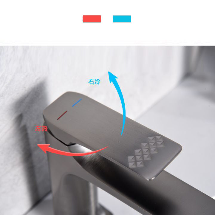 Contemporary Copper Bathroom Sink Faucet with Lever Handle