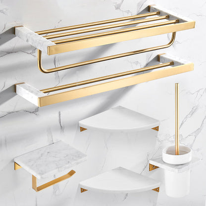 Luxury Gold Bathroom Fixture Set with Marble Accents