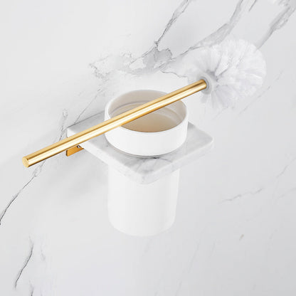 Luxury Gold Bathroom Fixture Set with Marble Accents