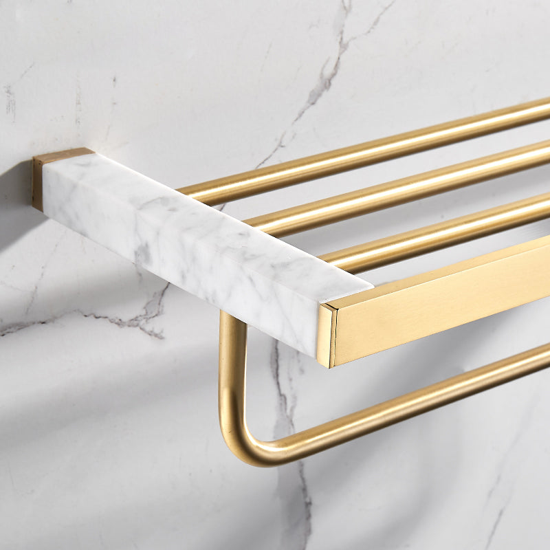 Luxury Gold Bathroom Fixture Set with Marble Accents