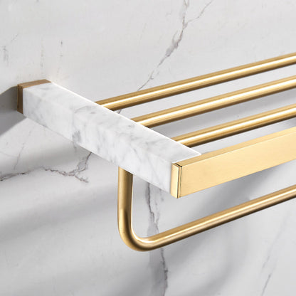 Luxury Gold Bathroom Fixture Set with Marble Accents