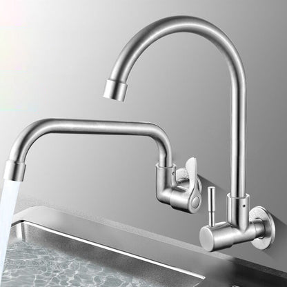 Contemporary Bridge Style Faucet Stainless Steel Lever Handle