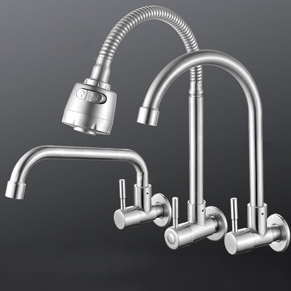 Contemporary Bridge Style Faucet Stainless Steel Lever Handle