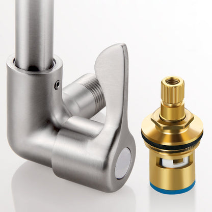 Contemporary Bridge Style Faucet Stainless Steel Lever Handle