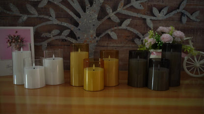 Warm Gray Flicker LED Candle with Timer