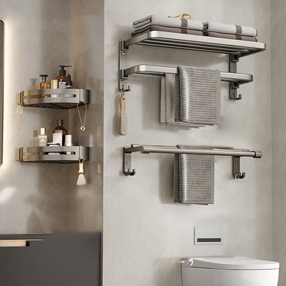 Contemporary Chrome Bathroom Shelf Towel Rack Accessory Set