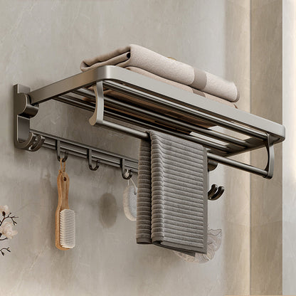 Contemporary Chrome Bathroom Shelf Towel Rack Accessory Set