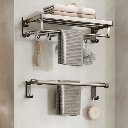 Contemporary Chrome Bathroom Shelf Towel Rack Accessory Set