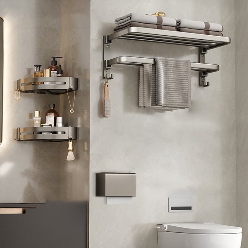 Contemporary Chrome Bathroom Shelf Towel Rack Accessory Set