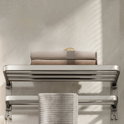 Contemporary Chrome Bathroom Shelf Towel Rack Accessory Set