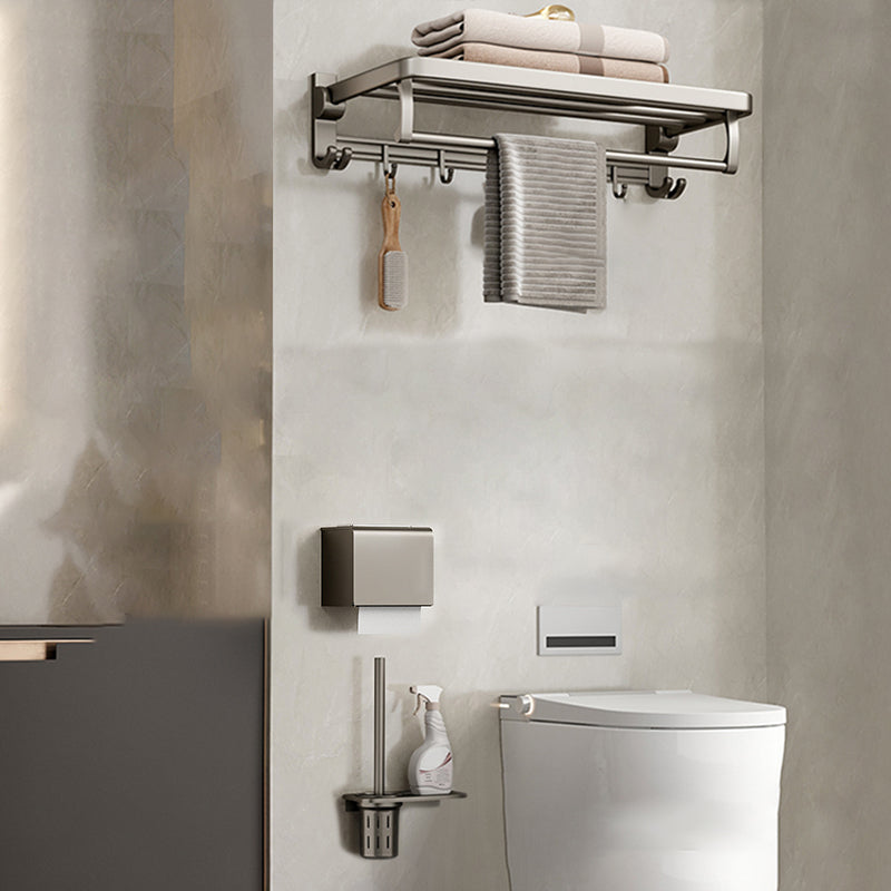 Contemporary Chrome Bathroom Shelf Towel Rack Accessory Set