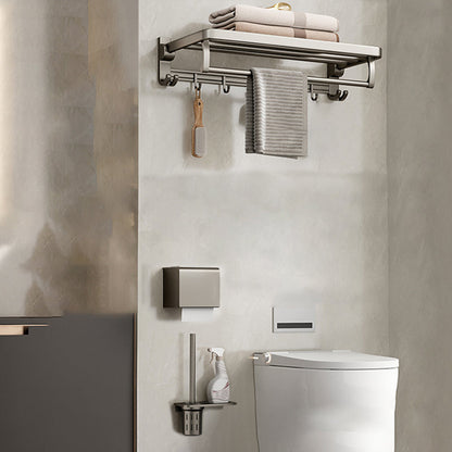 Contemporary Chrome Bathroom Shelf Towel Rack Accessory Set