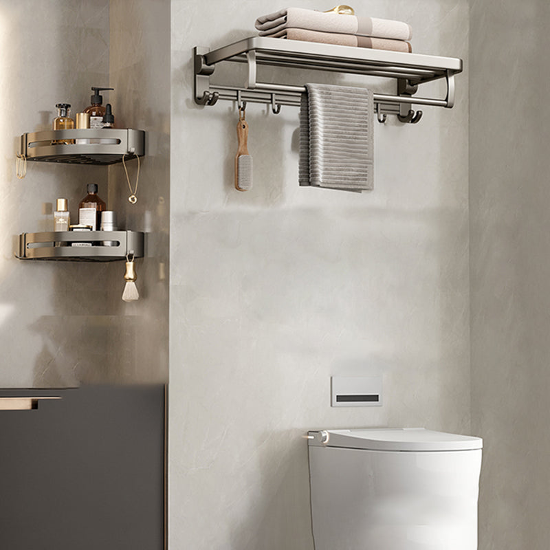 Contemporary Chrome Bathroom Shelf Towel Rack Accessory Set