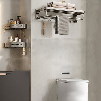Contemporary Chrome Bathroom Shelf Towel Rack Accessory Set