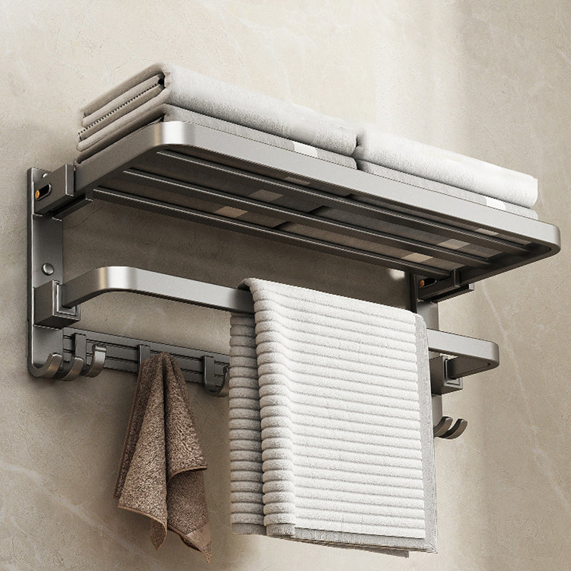 Contemporary Chrome Bathroom Shelf Towel Rack Accessory Set