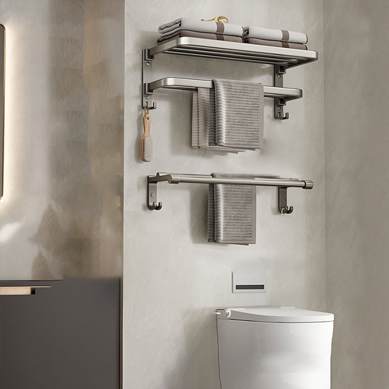 Contemporary Chrome Bathroom Shelf Towel Rack Accessory Set