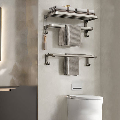 Contemporary Chrome Bathroom Shelf Towel Rack Accessory Set