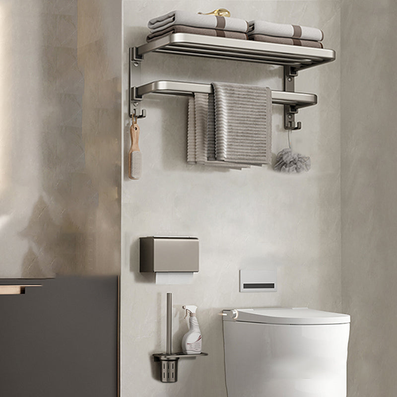 Contemporary Chrome Bathroom Shelf Towel Rack Accessory Set