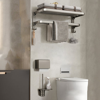Contemporary Chrome Bathroom Shelf Towel Rack Accessory Set