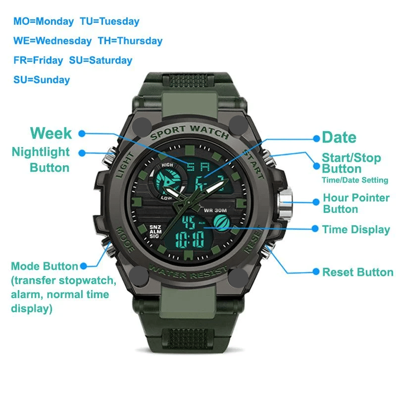 Waterproof LED Sports Watch for Men