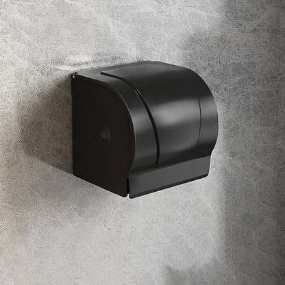 Contemporary Black Bathroom Fixture Set with Shelf and Hooks