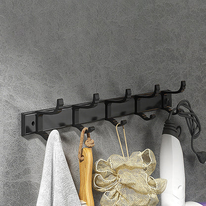 Contemporary Black Bathroom Fixture Set with Shelf and Hooks - Befez