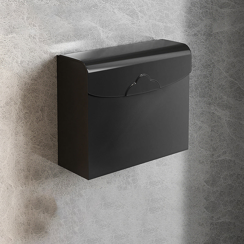 Contemporary Black Bathroom Fixture Set with Shelf and Hooks