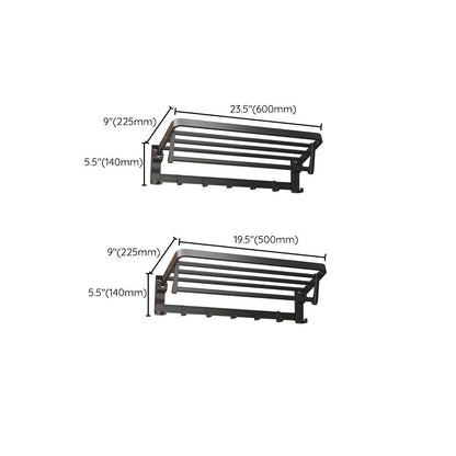 Contemporary Black Bathroom Fixture Set with Shelf and Hooks