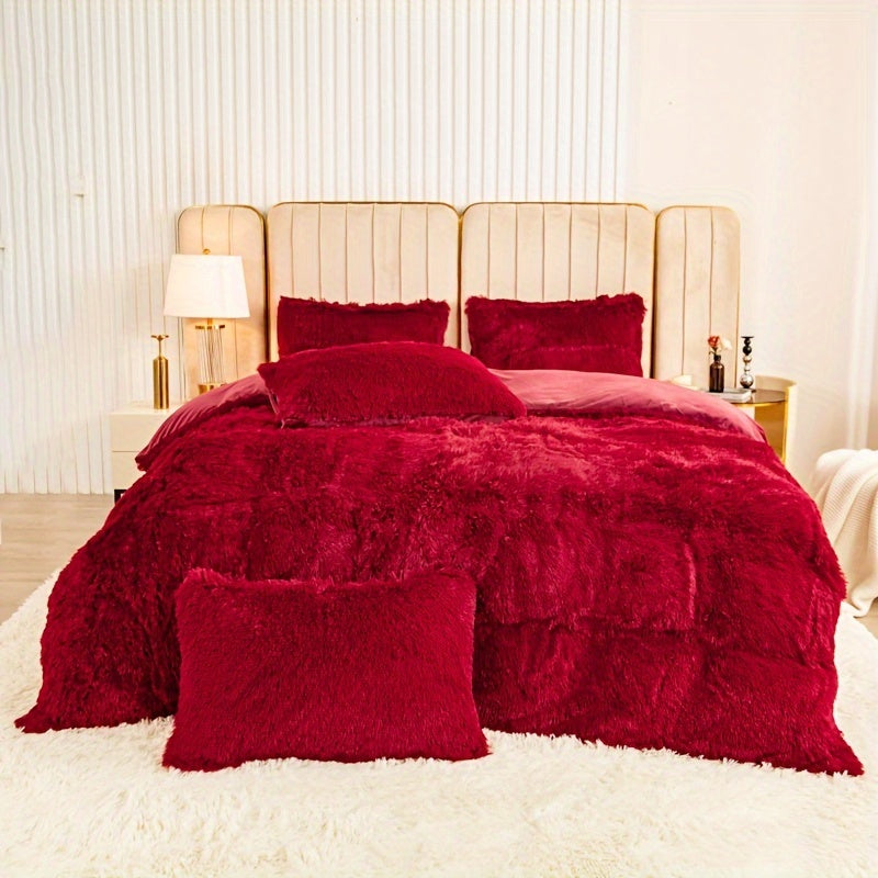 Cozy Soft Plush Duvet Cover Set with Zipper