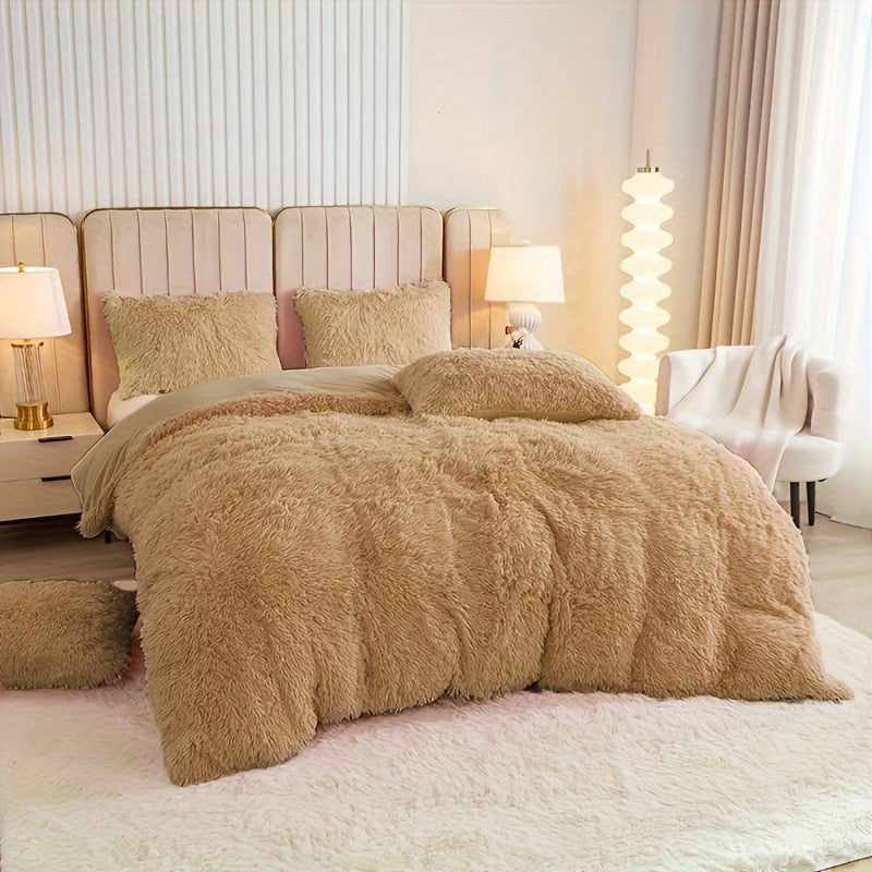 Cozy Soft Plush Duvet Cover Set with Zipper