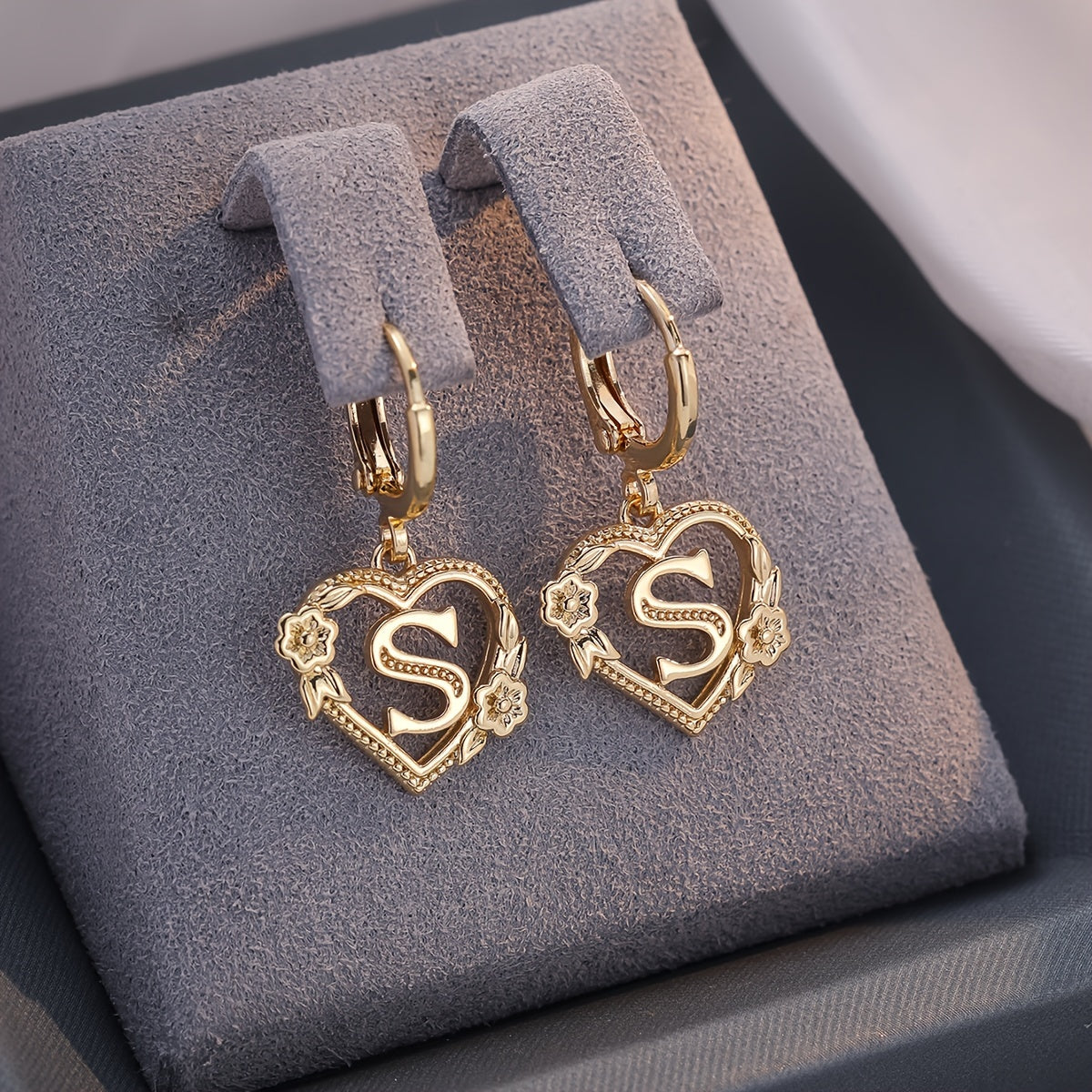 Delicate Monogram Heart Huggie Earrings
