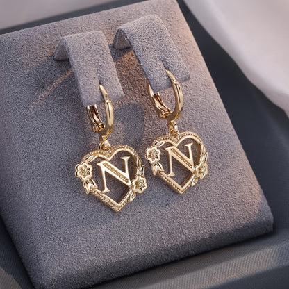 Delicate Monogram Heart Huggie Earrings