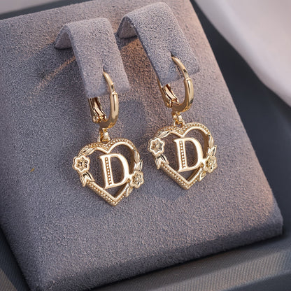 Delicate Monogram Heart Huggie Earrings