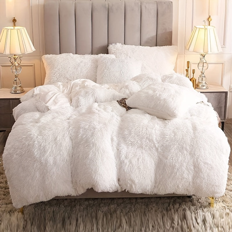 Cozy Soft Plush Duvet Cover Set with Zipper