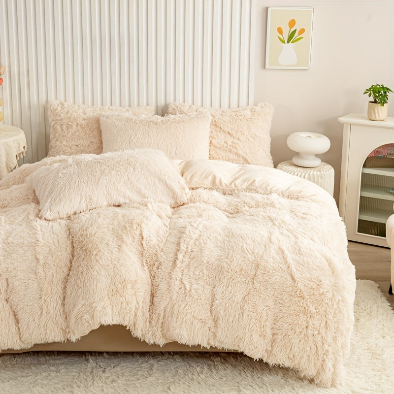Cozy Soft Plush Duvet Cover Set with Zipper