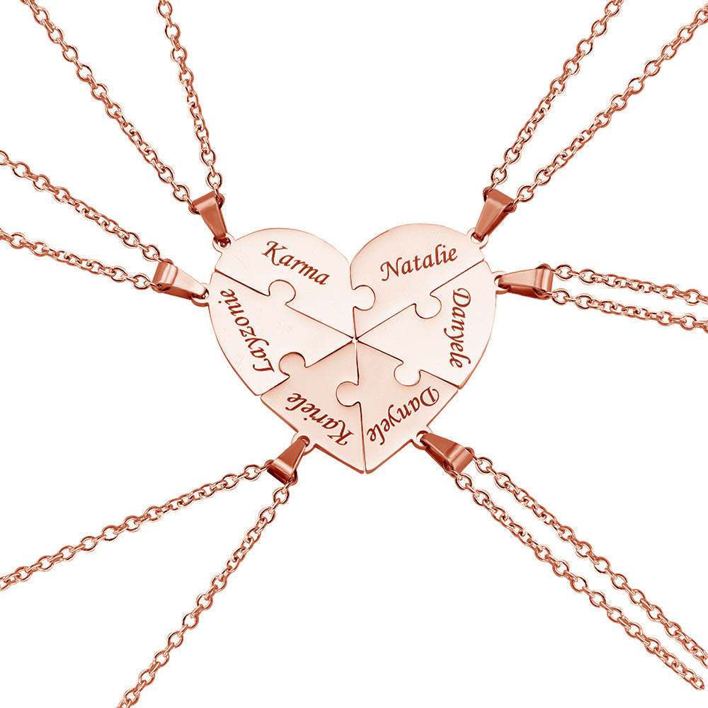 Customizable Love Heart Shaped Puzzle Necklace