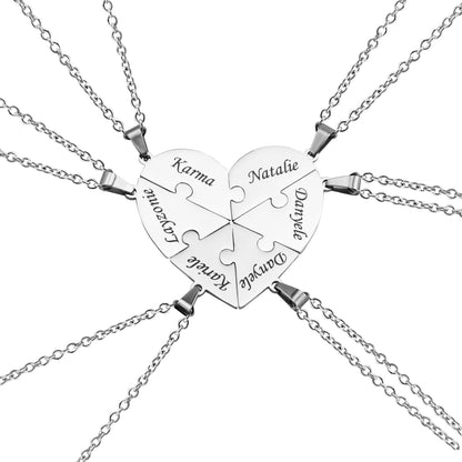 Customizable Love Heart Shaped Puzzle Necklace