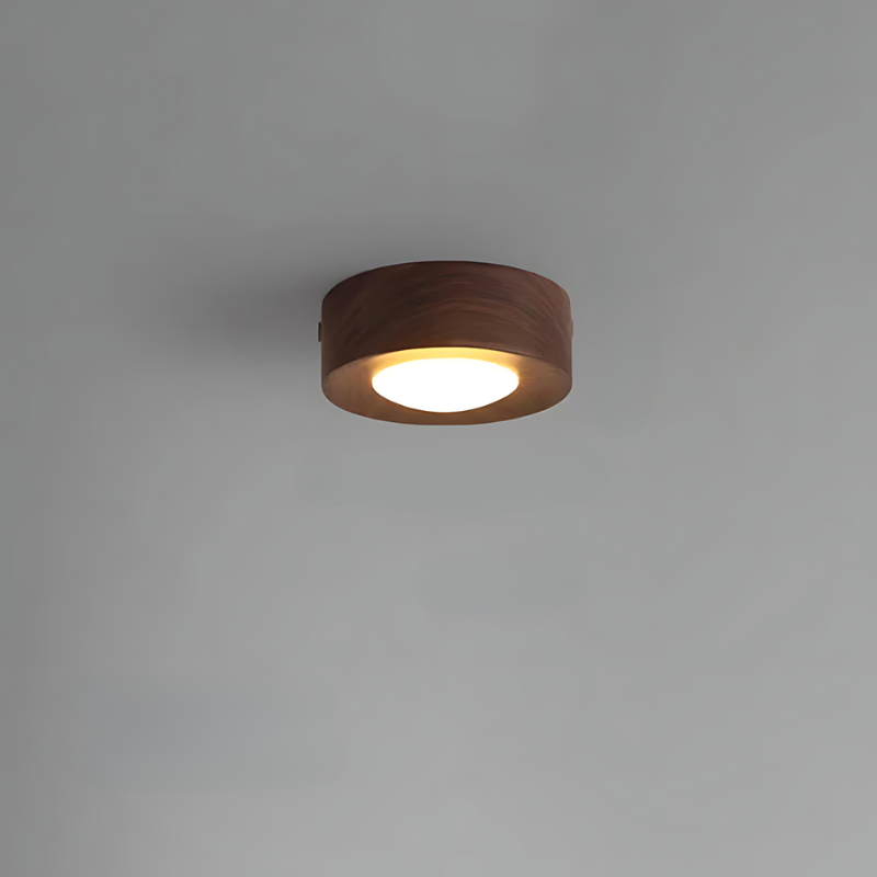 Brown Wooden Ceiling Lamp with LED Lights