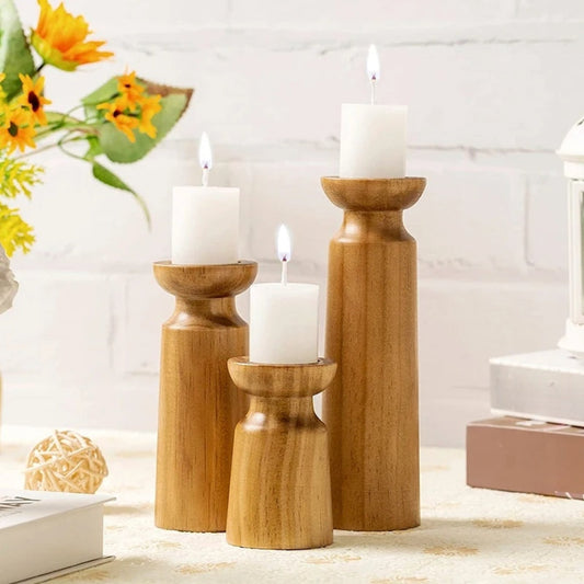 Traditional Handcrafted Wood Candle Holders - Befez