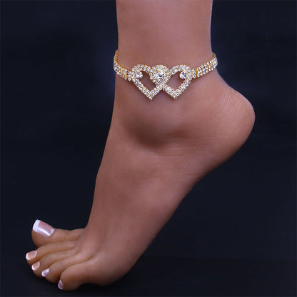 Sparkling Heart Glitter Anklet