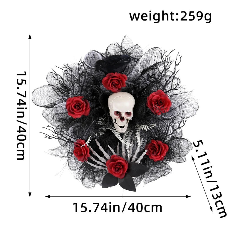 Spooky Red Skull Autumn Wreath Decoration