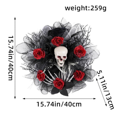 Spooky Red Skull Autumn Wreath Decoration