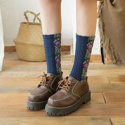 Classic Floral Pattern Crew Socks (5 Pack)