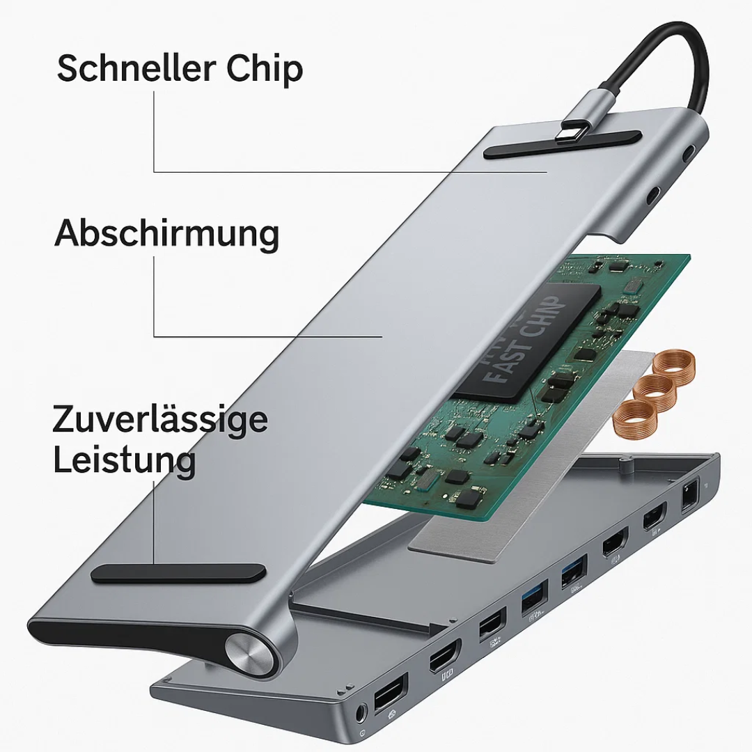 Compact 11-in-1 USB-C Laptop Dock with HDMI and Ethernet