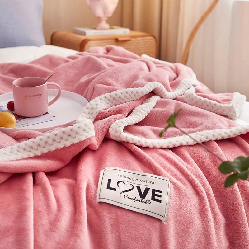 Soft Pink Plush Throw Blanket