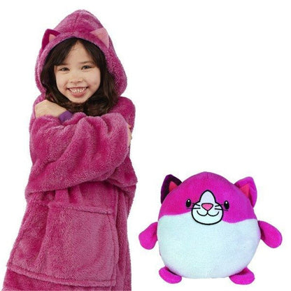 Soft Plush Kids Hoodie Pillow Toy for Cold Weather